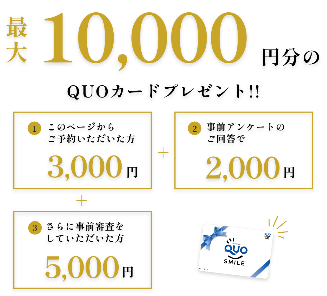 QUOカード最大10,000円！