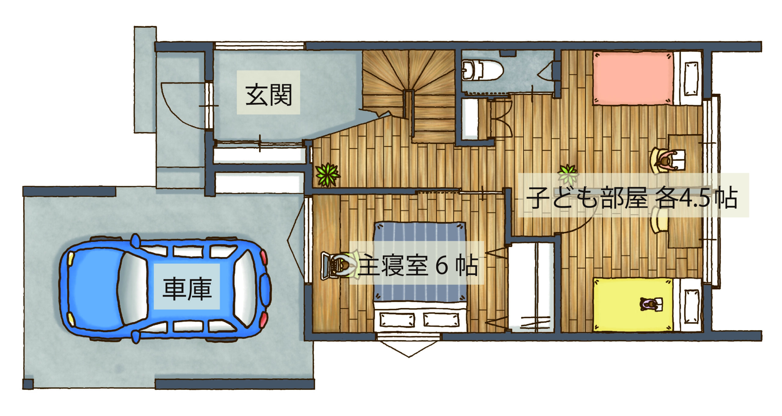 2階リビングの間取り実例｜愛知｜ハピナイス