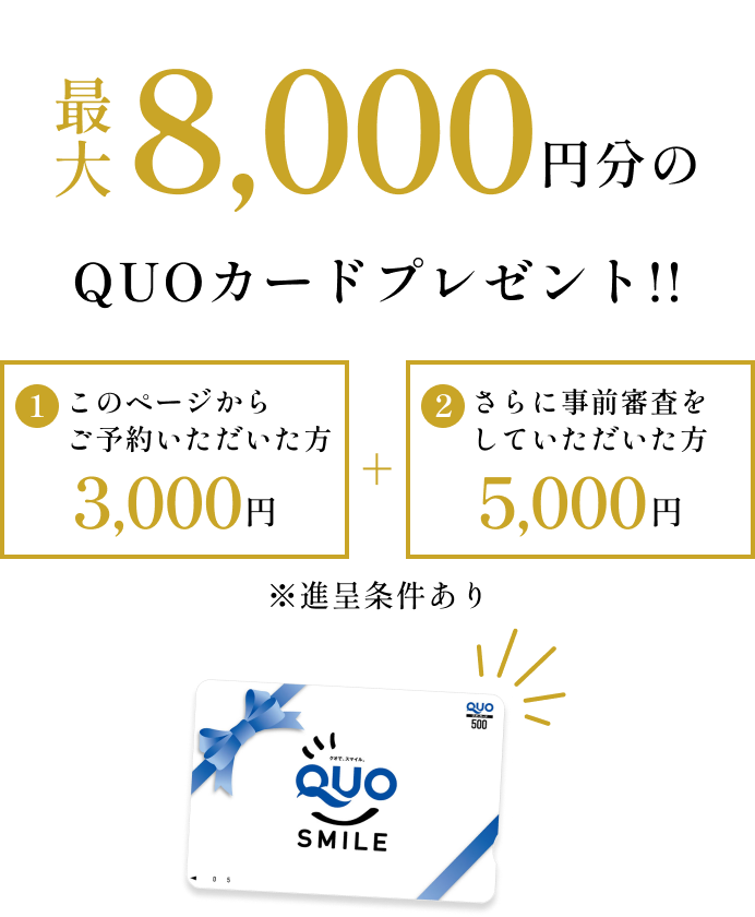 QUOカード最大8,000円！